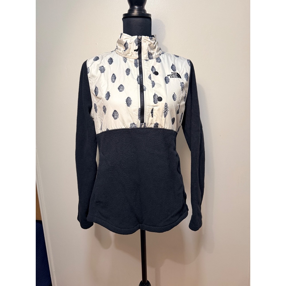 The North Face Pullover M Denali Style Pinecone Print Black Cream Fleece Jacket